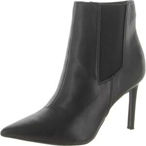 INC Women's High Heels  Booties Katalina Black Faux Leather Shoes Black 10.5 M